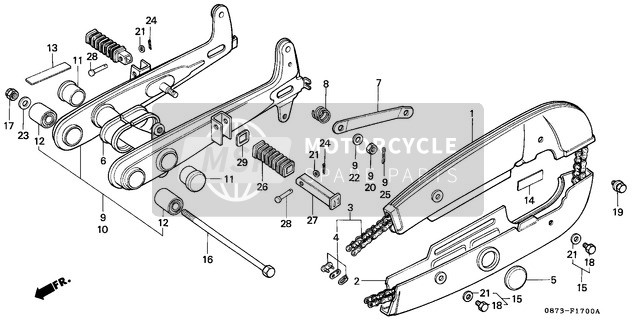 Honda C90Z 1982 Horquilla trasera/Caja de cadena para un 1982 Honda C90Z